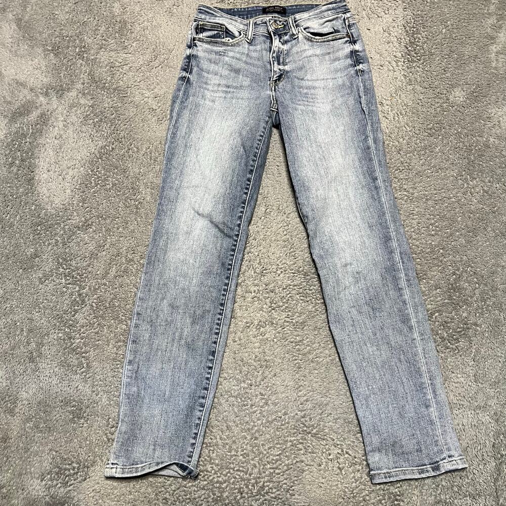 Judy Blue Jeans Womens 1/25 (27x29) Boyfriend Mid Rise Ankle Blue Denim